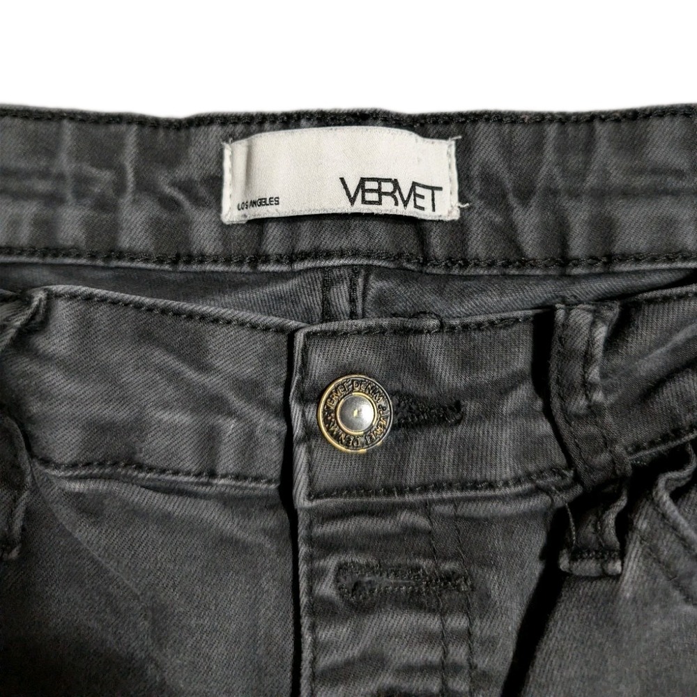 Vervet Womens 29 High Rise Wide Leg Jeans Gray Raw Hem Stretch Denim - Picture 3 of 9